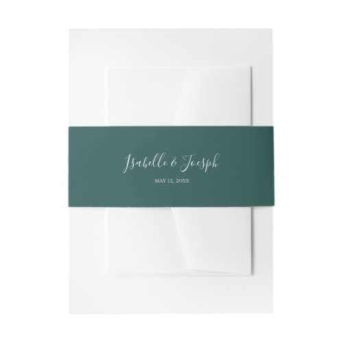 Dark Green  Wedding Invitation Belly Band