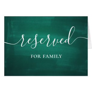 Dark green wedding reserved sign. Script emerald Cards