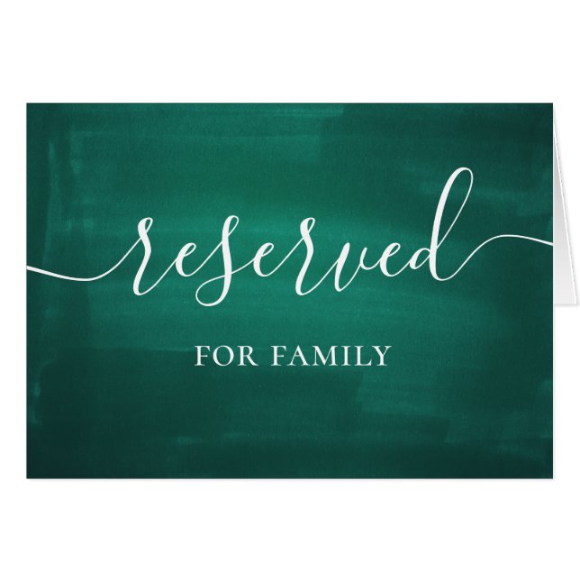 Dark green wedding reserved sign. Script emerald Cards (Front Horizontal)