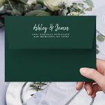 Dark Green Wedding Return Address Envelope<br><div class="desc">Chic, modern and simple wedding return address envelope with your names in white elegant handwritten script calligraphy on a dark green background. Simply add your names and address. Exclusively designed for you by Happy Dolphin Studio. If you need any help or matching products please contact us at through our store...</div>