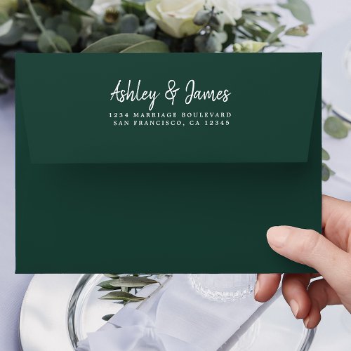 Dark Green Wedding Return Address Envelope