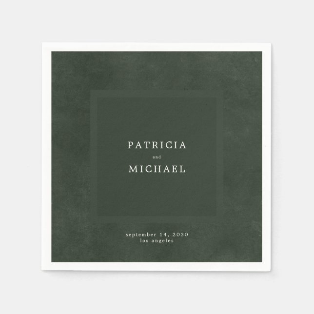 Dark green wedding simple modern elegant napkins (Front)