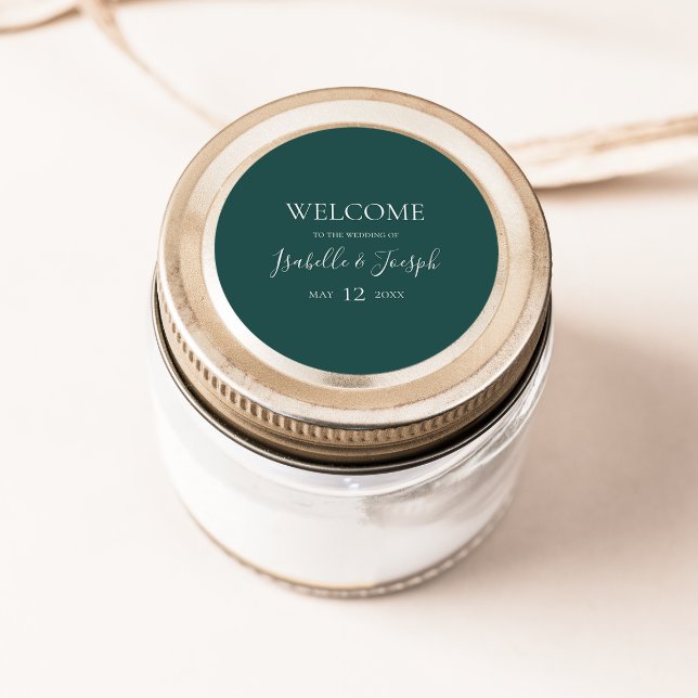 Dark Green | Wedding Welcome Classic Round Sticker (Creator Uploaded)