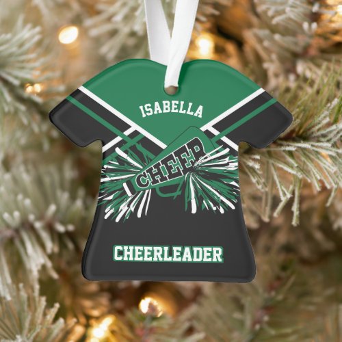 Dark Green White and Black Cheerleader Ornament