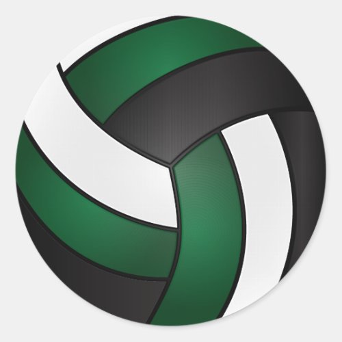 Dark Green White and Black Volleyball Classic Round Sticker