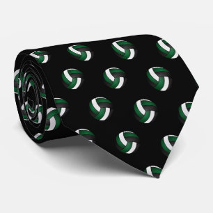 Dark Green, White and Black Volleyball Neck Tie