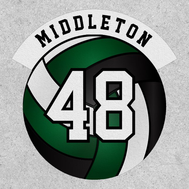 Dark Green, White and Black Volleyball 🏐 Patch (Front)