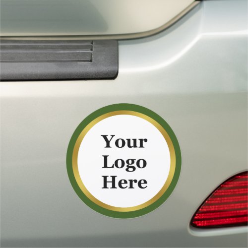 Dark Green White and Gold Your Logo Here Template Car Magnet