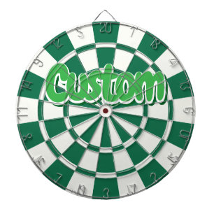 Dark Green, White And Green Customizable Text Dart Board