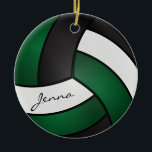 Dark Green, White & Black Volleyball 🏐 Ceramic Ornament<br><div class="desc">Volleyball Sport Player Christmas Ornament ready for you to personalize. Makes a wonderful personalize gift for your volleyball player, coach, fan, etc... ⭐This Product is 100% Customizable. *****Click on CUSTOMIZE BUTTON to add, delete, move, resize, changed around, rotate, etc... any of the graphics or text. 99% of my designs in...</div>