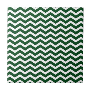 Dark Green White Chevron Pattern Ceramic Tile