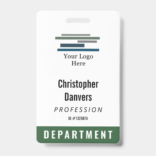 Dark Green White Employee ID Large Logo Badge (Front)