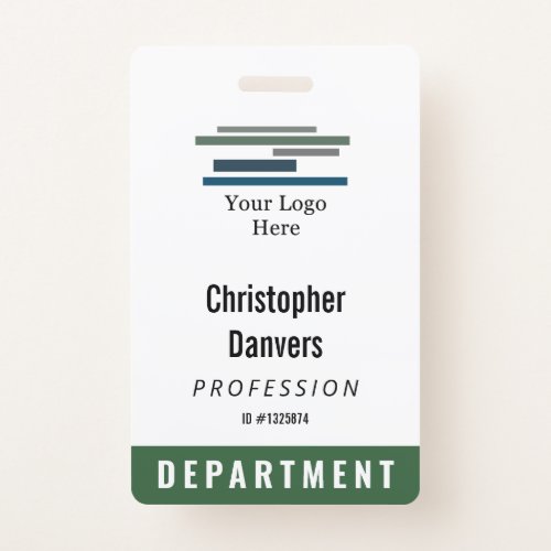 Dark Green White Employee ID Large Logo Badge