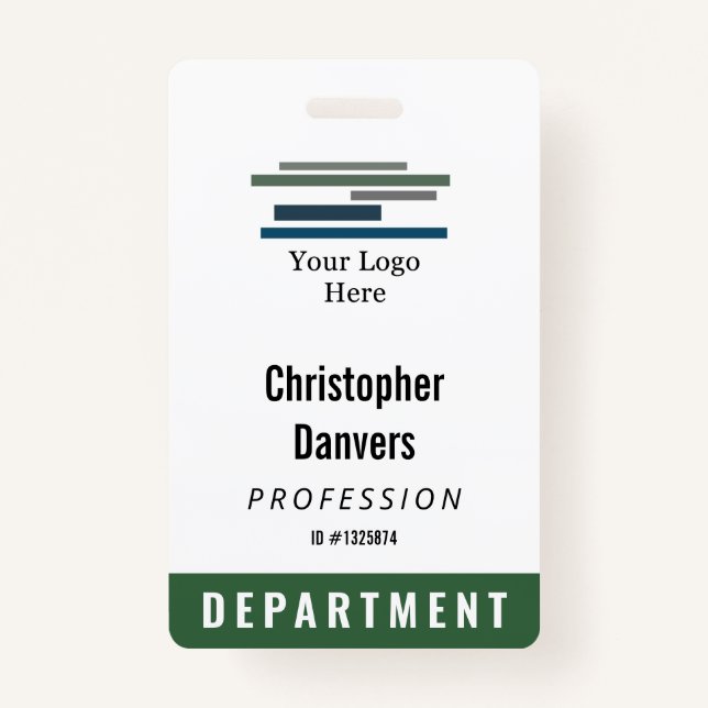 Dark Green White Employee ID Large Logo Badge (Front)