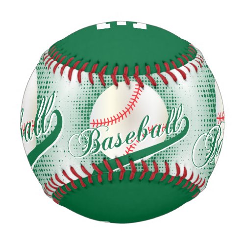 Dark Green  White Retro Baseball Sports
