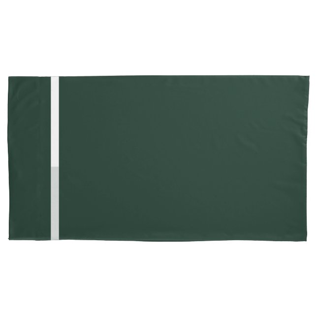 Dark Green  + White Trim Pillowcase (Front-Left)