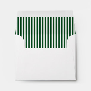 Dark Green White Vertical Stripe Lined Envelope