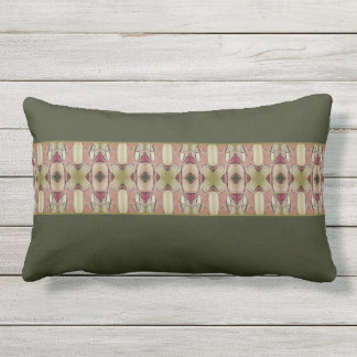 Dark Green With Beige and Burgundy Lumbar Pillow