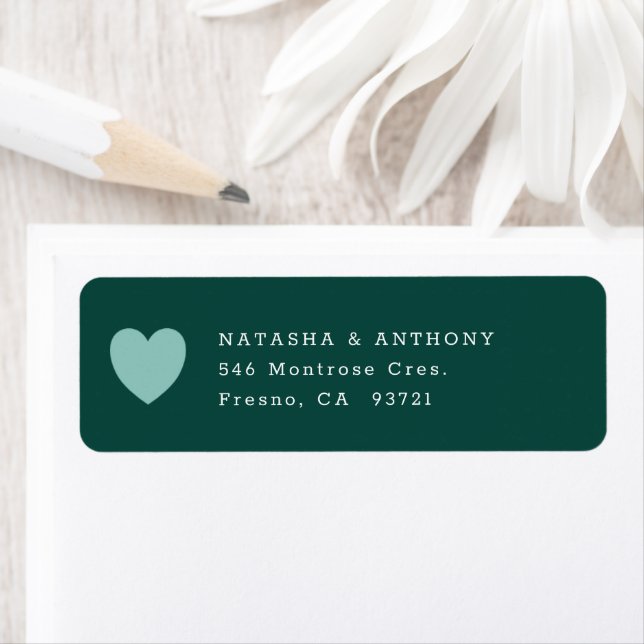 Dark Green With Heart Wedding Label (Insitu)