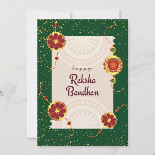 Dark green with raakhis  raksha bandhan  wishes thank you card