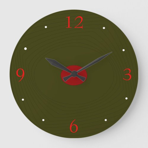 Dark Green with Red White Nos Patterned Clocks