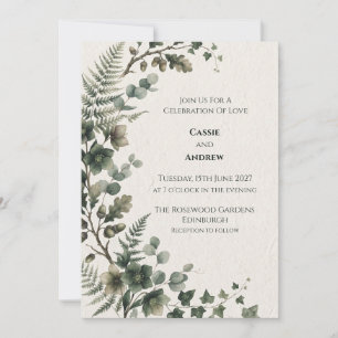Dark Green Woodland Fern Wedding Invitation