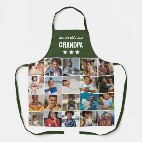 Dark Green Worlds Best Grandpa Photo Collage Apron