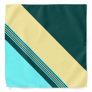 Dark Green Yellow Blue Stripes Bandana