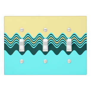 Dark Green Yellow Blue Wavy Stripes Light Switch Cover