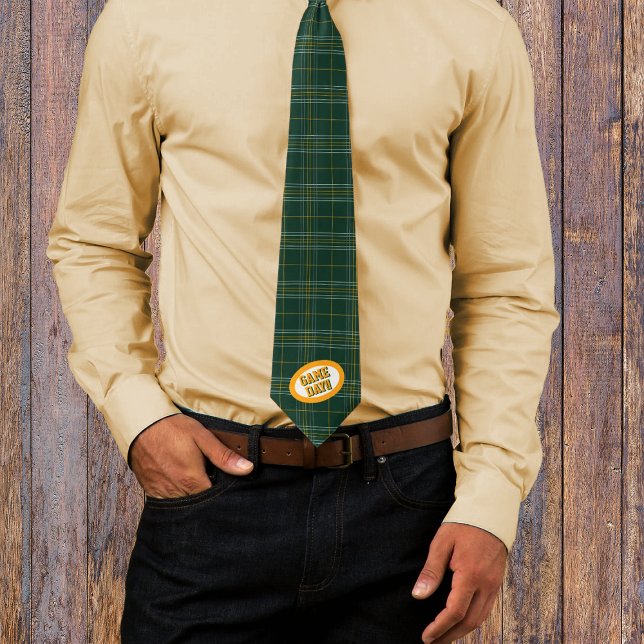 Dark Green & Yellow Plaid Pattern Game Day Neck Tie (Creator Uploaded)