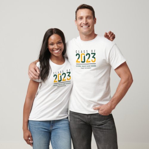 Dark Green  Yellow Two_Color Class of 2023 T_Shirt