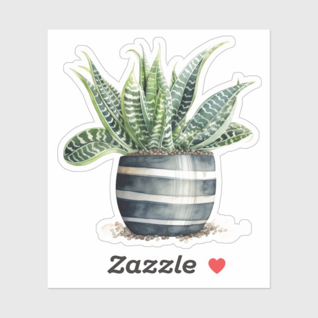 Dark Green Zebra Haworthia Plant Vinyl Stickers (Sheet)