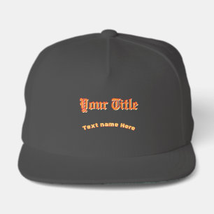 Dark Grey 5 Panel Your Title with Name Printed-Cap Snap Back Hat