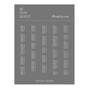 Dark Grey Alphabetical Wedding Seating Chart