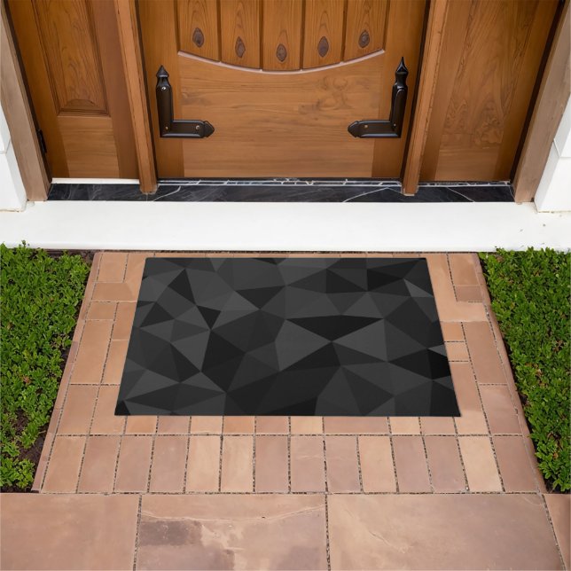 Dark grey and black geometric mesh pattern doormat (Outdoor)