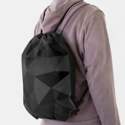 Dark grey and black geometric mesh pattern drawstring bag
