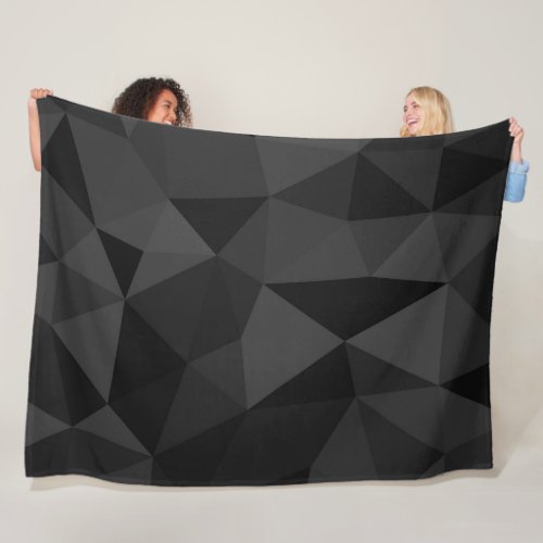 Dark grey and black geometric mesh pattern fleece blanket