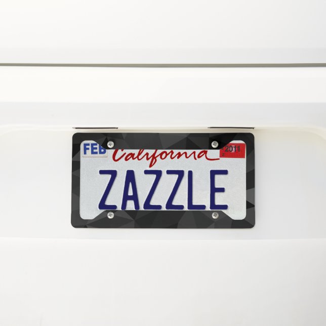 Dark grey and black geometric mesh pattern license plate frame (On Car)