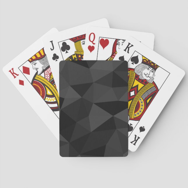 Dark grey and black geometric mesh pattern poker cards (Back)