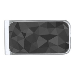 Dark grey and black geometric mesh pattern silver finish money clip
