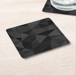 Dark grey and black geometric mesh pattern square paper coaster