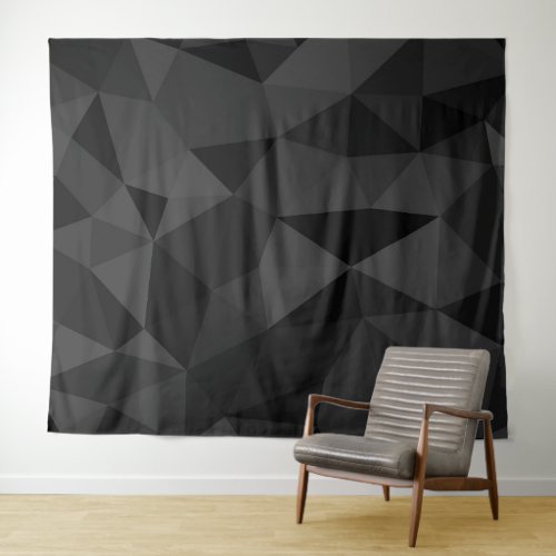 Dark grey and black geometric mesh pattern tapestry