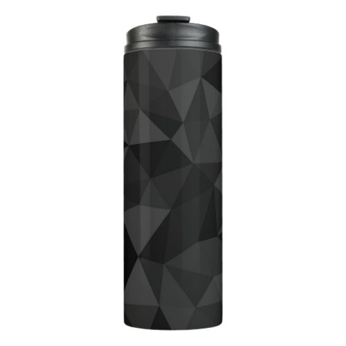 Dark grey and black geometric mesh pattern thermal tumbler