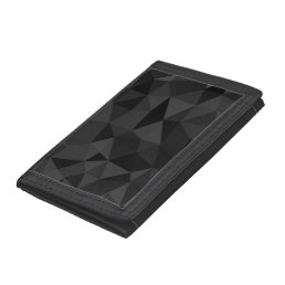 Dark grey and black geometric mesh pattern trifold wallet