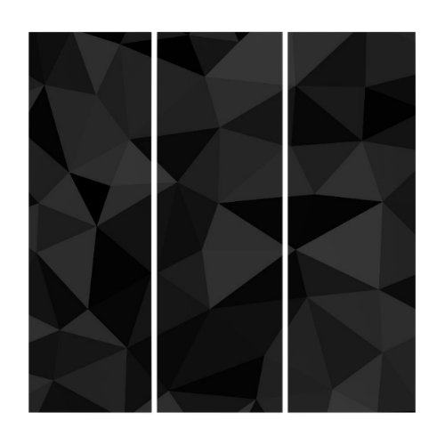 Dark grey and black geometric mesh pattern triptych