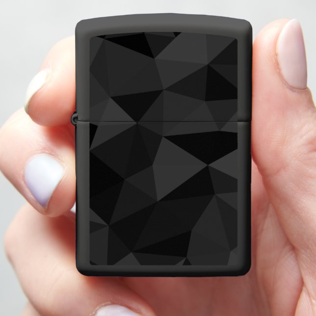 Dark grey and black geometric mesh pattern zippo lighter (In Hand)