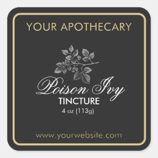 Dark Grey and Gold Apothecary Label Square