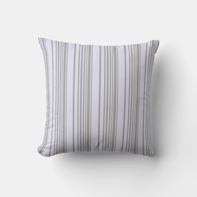 Dark Grey and Lavender Lined/Striped Pattern Throw Pillow (Front)