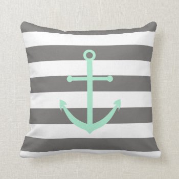 Dark Grey And Mint Anchor Pillow by BellaMommyDesigns at Zazzle
