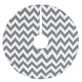 Dark Grey and White Chevron Christmas Tree Skirt